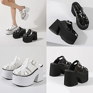 Amazon.com | Women's Patent Leather Slide Platform Sandals